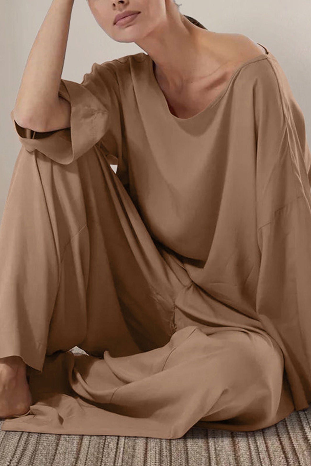 Solid Long Sleeve Oversized Loungewear
