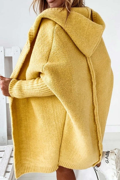 Solid Open Front Hoodie Cardigan