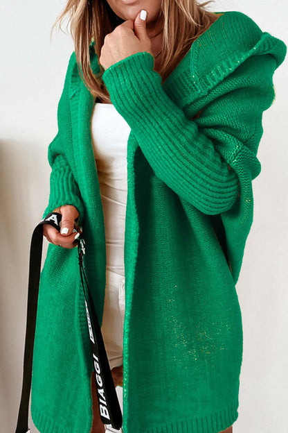 Solid Open Front Hoodie Cardigan