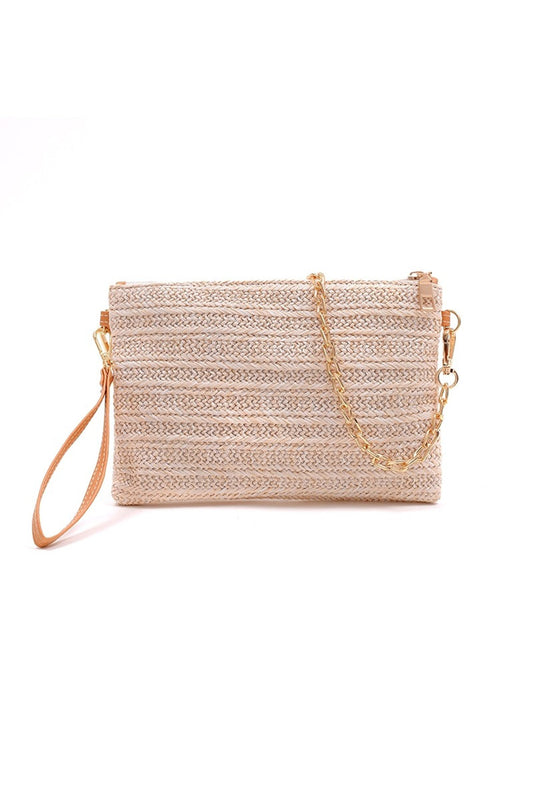 Solid Handmade Straw Crossbody Bag