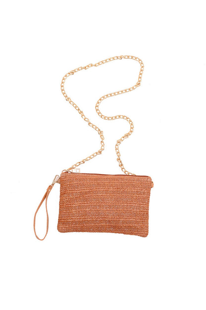 Solid Handmade Straw Crossbody Bag
