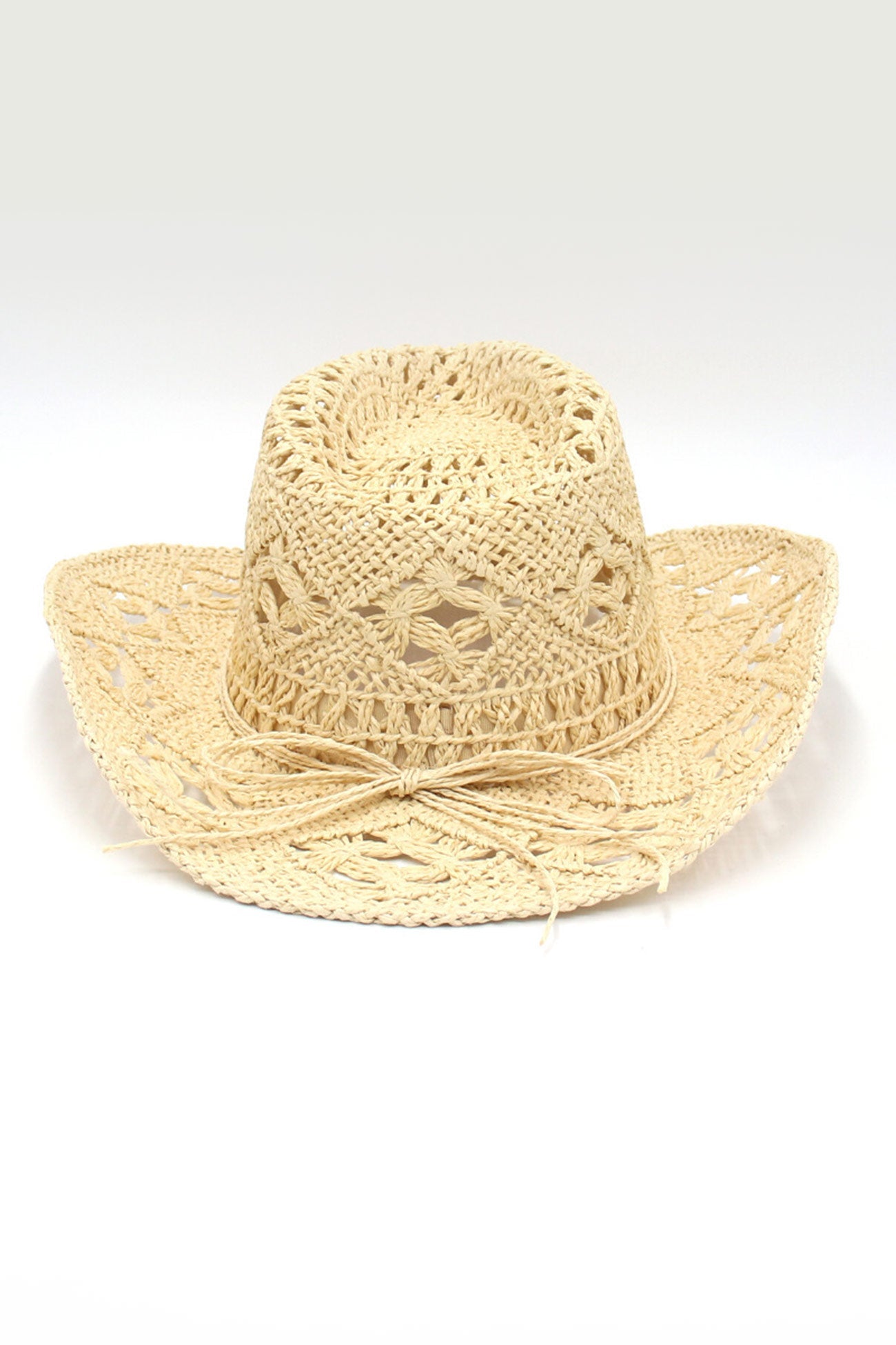 Solid Hollow-out Woven Denim Straw Hat