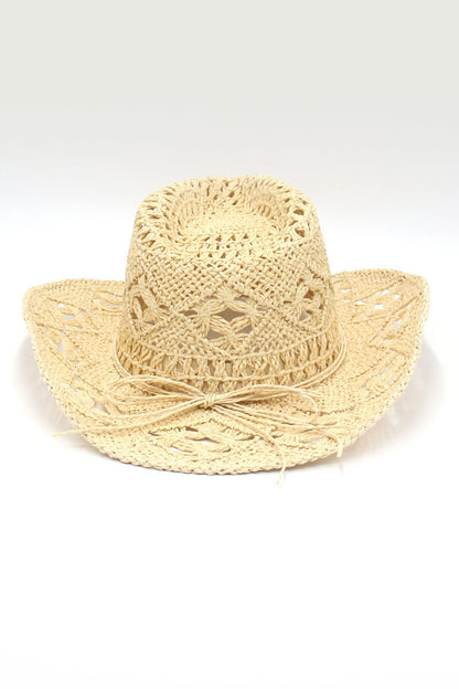 Solid Hollow-out Woven Denim Straw Hat