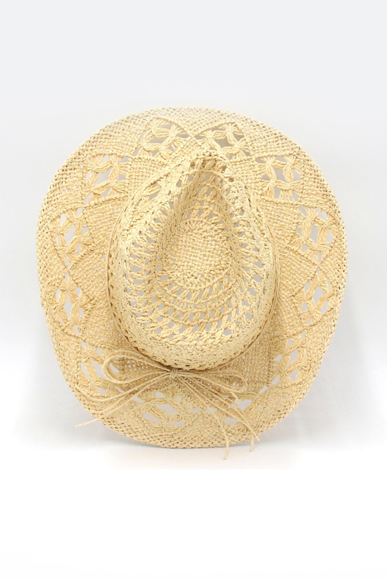 Solid Hollow-out Woven Denim Straw Hat