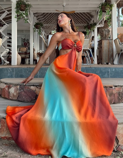 | Ombre Cut-Out Maxi Beach Dress