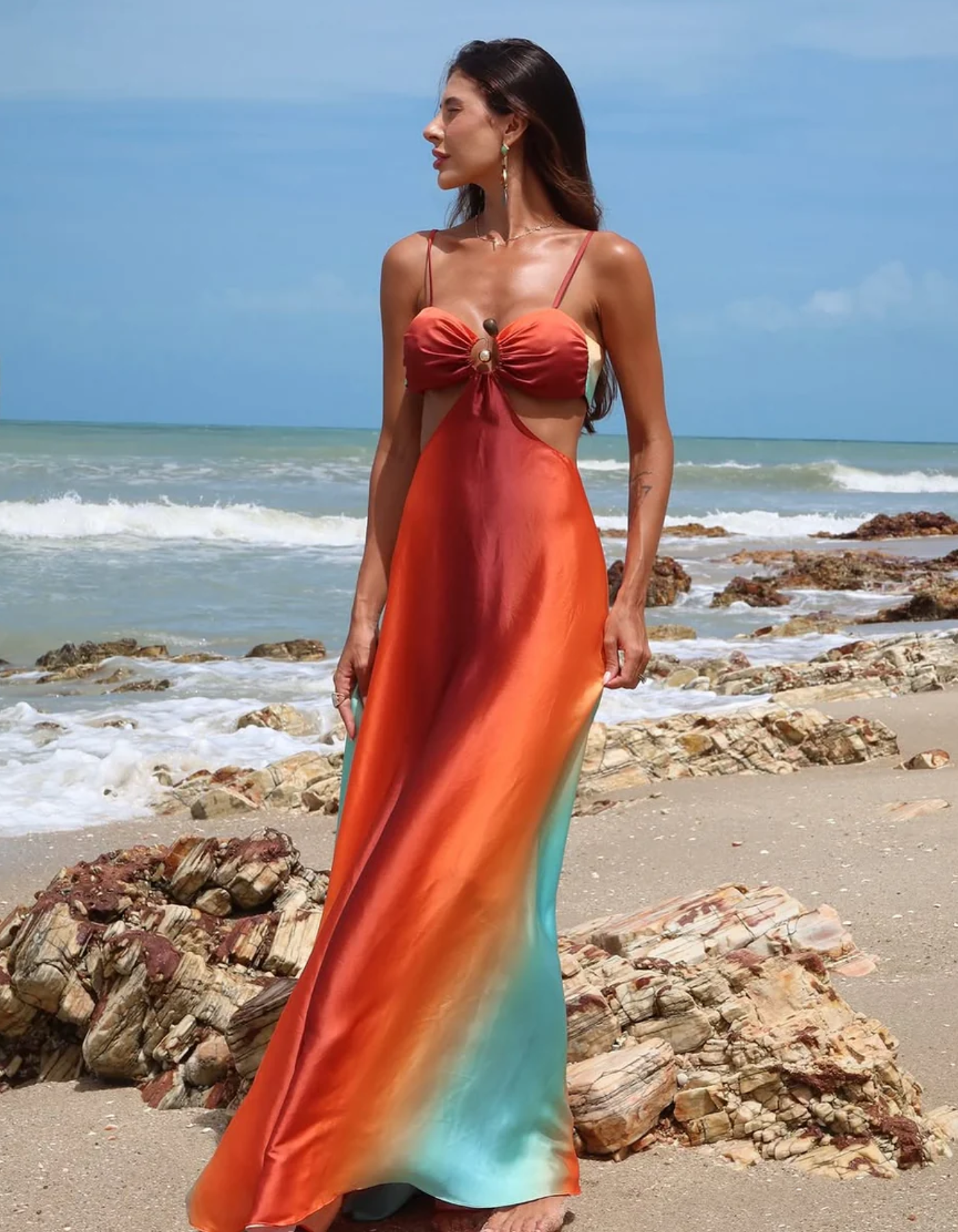| Ombre Cut-Out Maxi Beach Dress