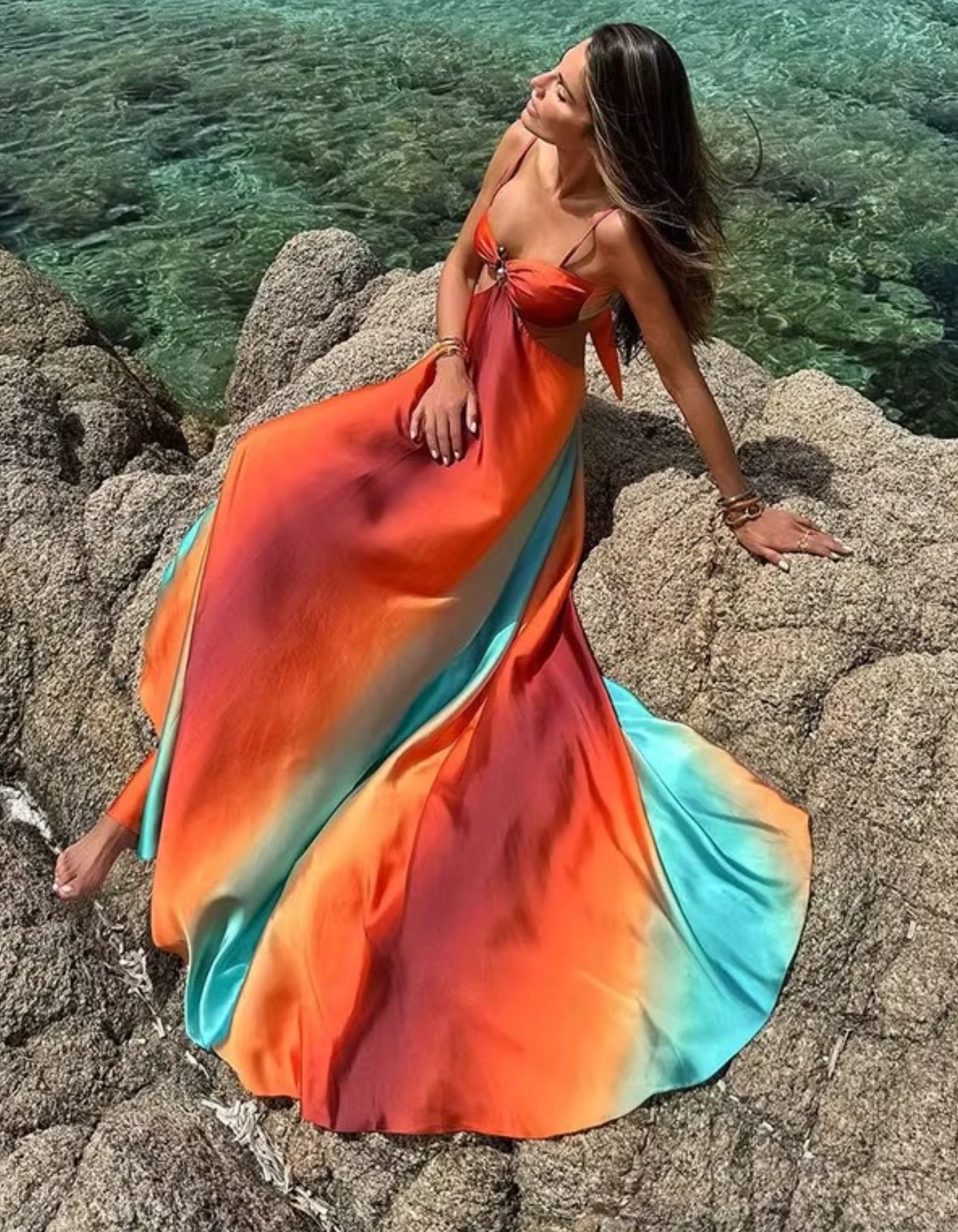 | Ombre Cut-Out Maxi Beach Dress