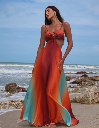 | Ombre Cut-Out Maxi Beach Dress