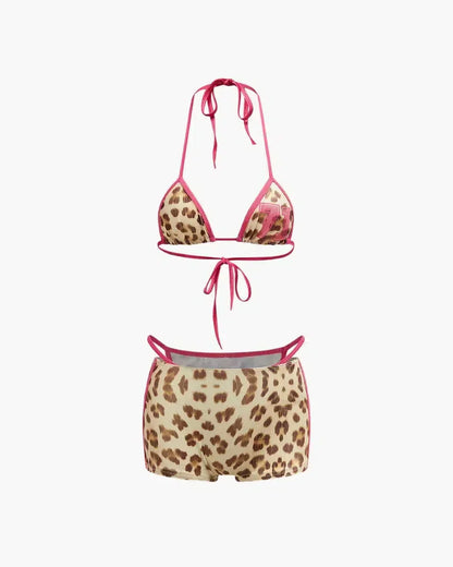 | Leopard Print Triangle Bikini Set
