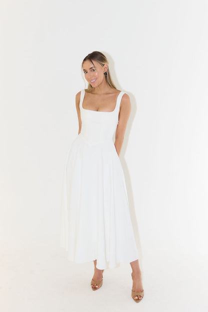 | Square Neckline Midi Dress