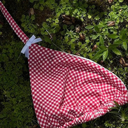 | Gingham Pattern Swimsuit Set