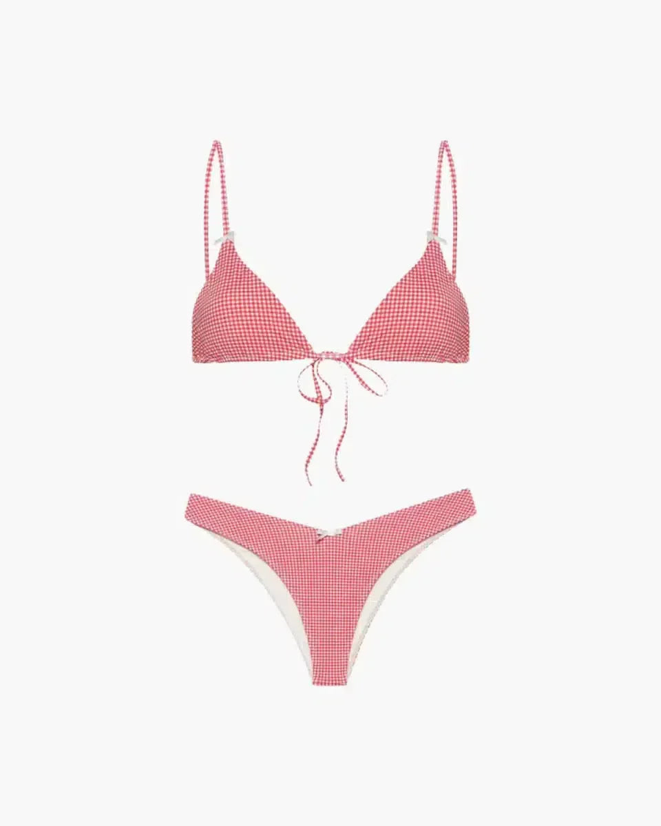 | Gingham Pattern Swimsuit Set