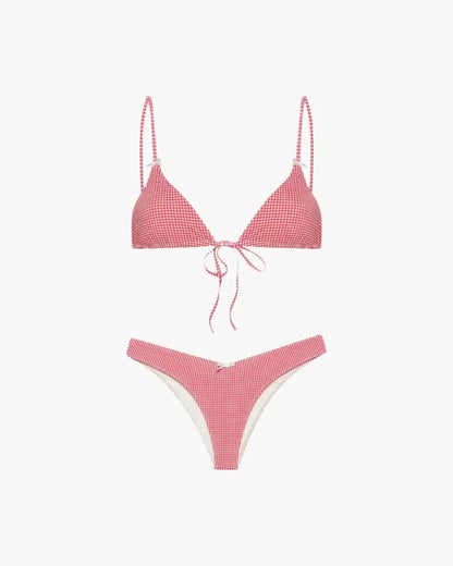| Gingham Pattern Swimsuit Set