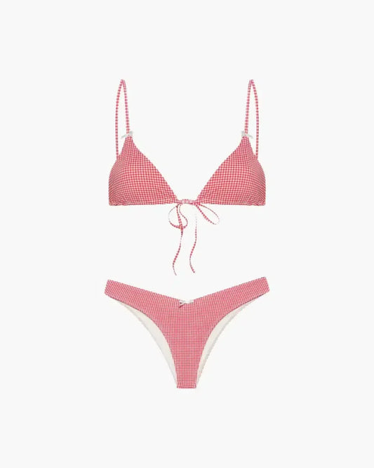 | Gingham Pattern Swimsuit Set