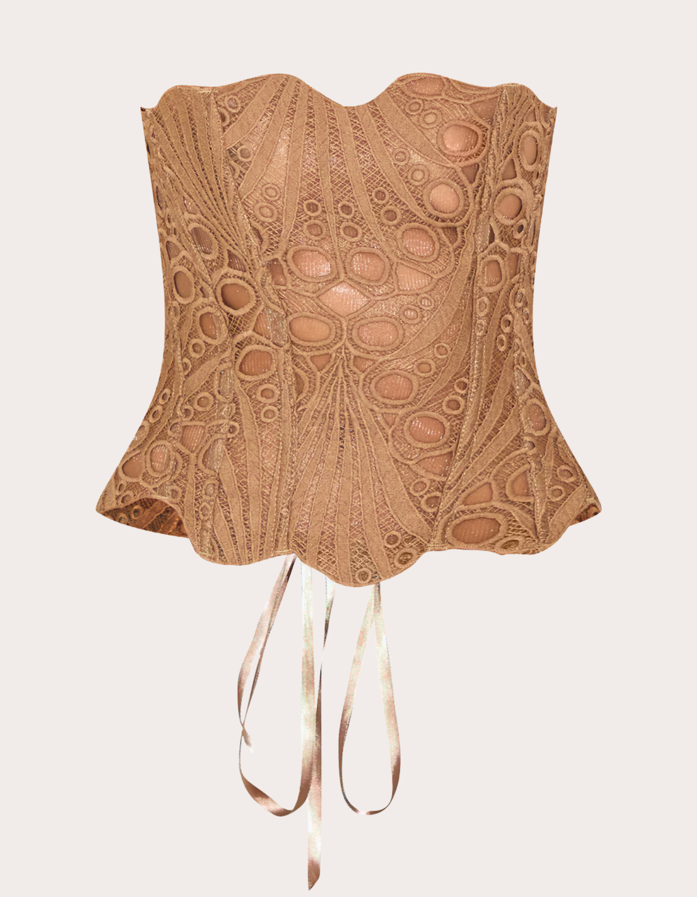 | Embroidered Cut-Out Lace Corset Top