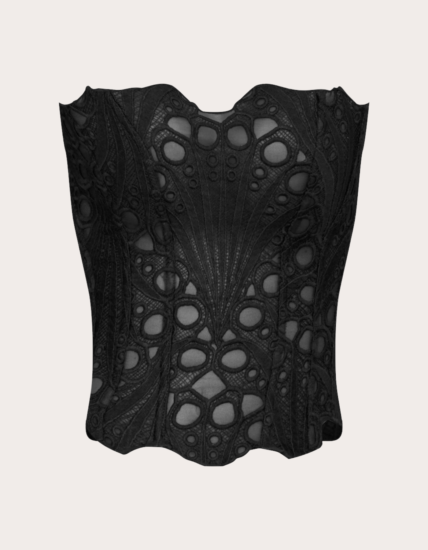 | Embroidered Cut-Out Lace Corset Top