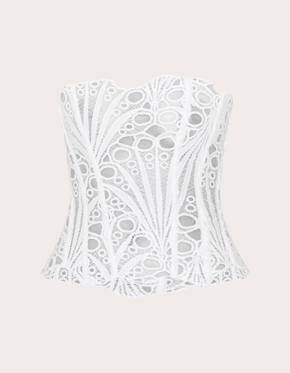 | Embroidered Cut-Out Lace Corset Top