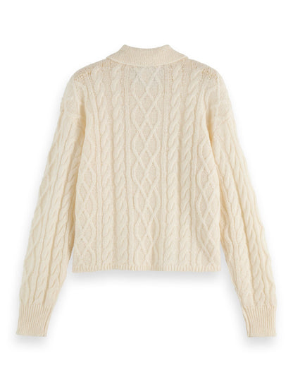 Atelier Cable Knit Sweater | Mohair Wool Blend | Polo Collar