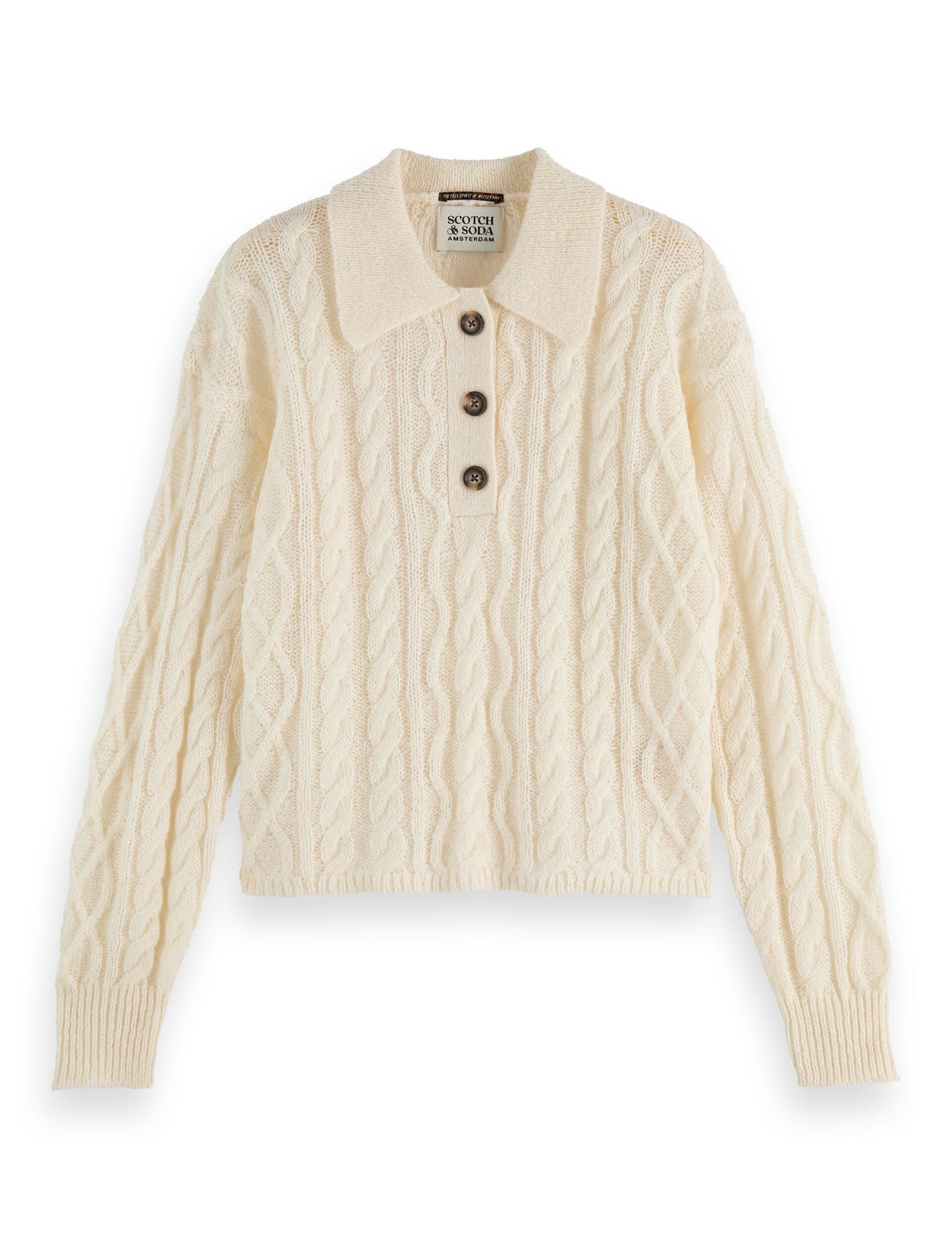 Atelier Cable Knit Sweater | Mohair Wool Blend | Polo Collar