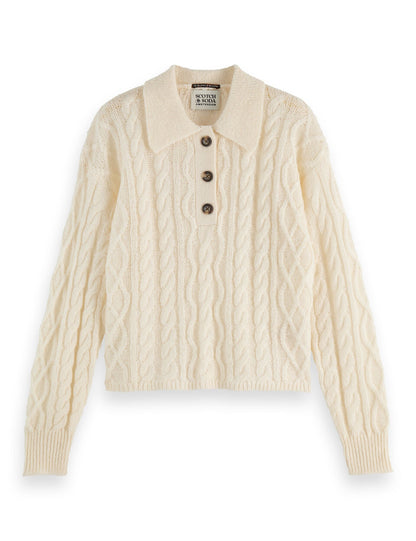 Atelier Cable Knit Sweater | Mohair Wool Blend | Polo Collar