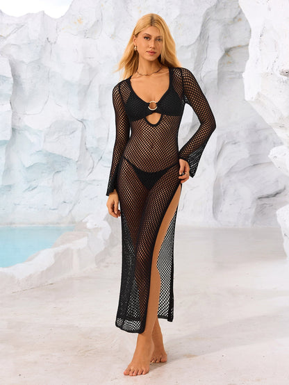 Split Thigh Perspective Knit Maxi Dress