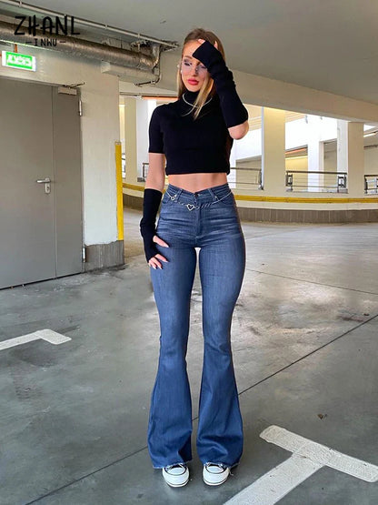 DressBetty - 2024 Y2K Blue High Waist Stretch Vintage Spring Autumn Jeans