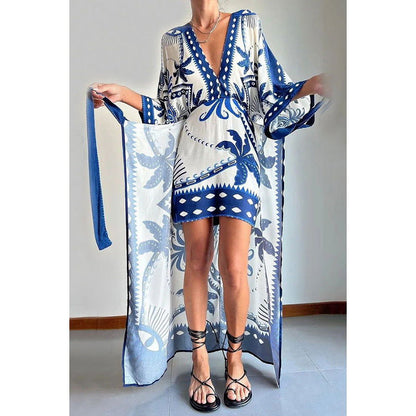 Positioning Loose Dress Casual Vacation Half Length Sleeve