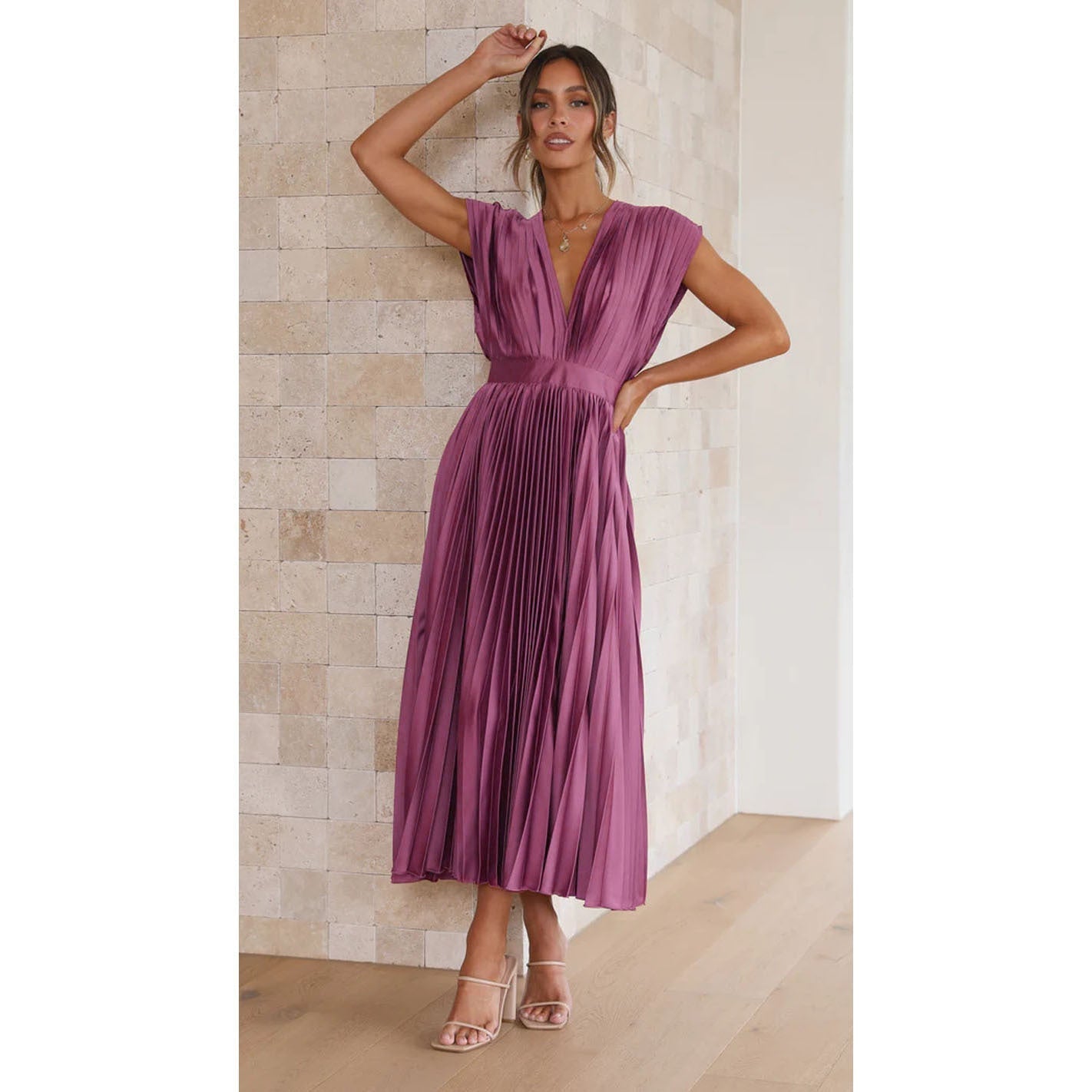 Pleated Dress Casual Loose Zip Sleeveless Dress