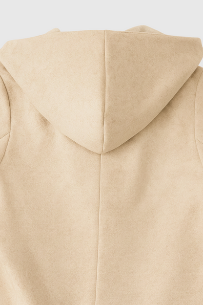 Hooded Long Wrap Coat | Double Breasted, Belted Waist, A-Line Shape