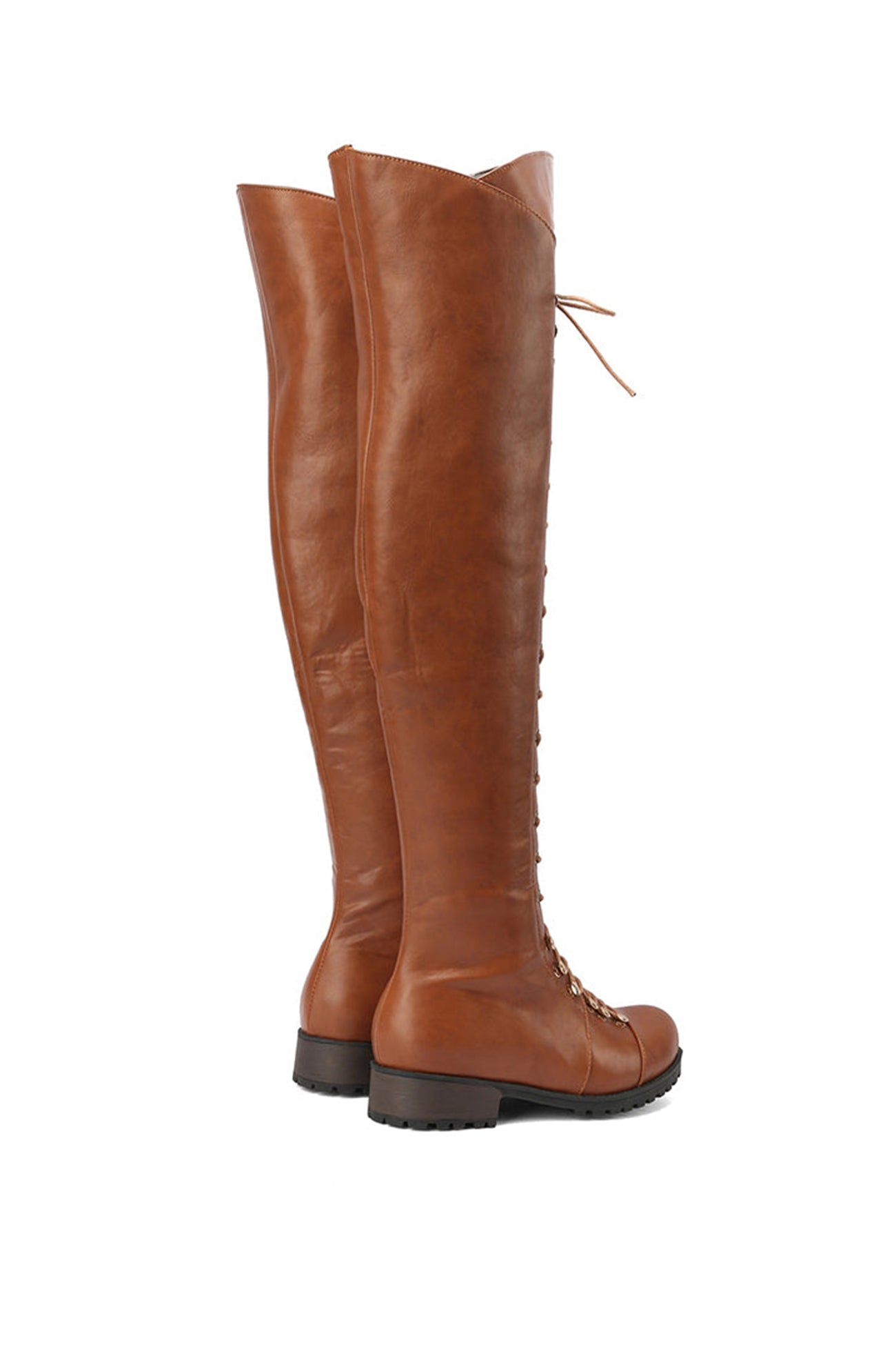 Strappy Leather Over The Knee Boots