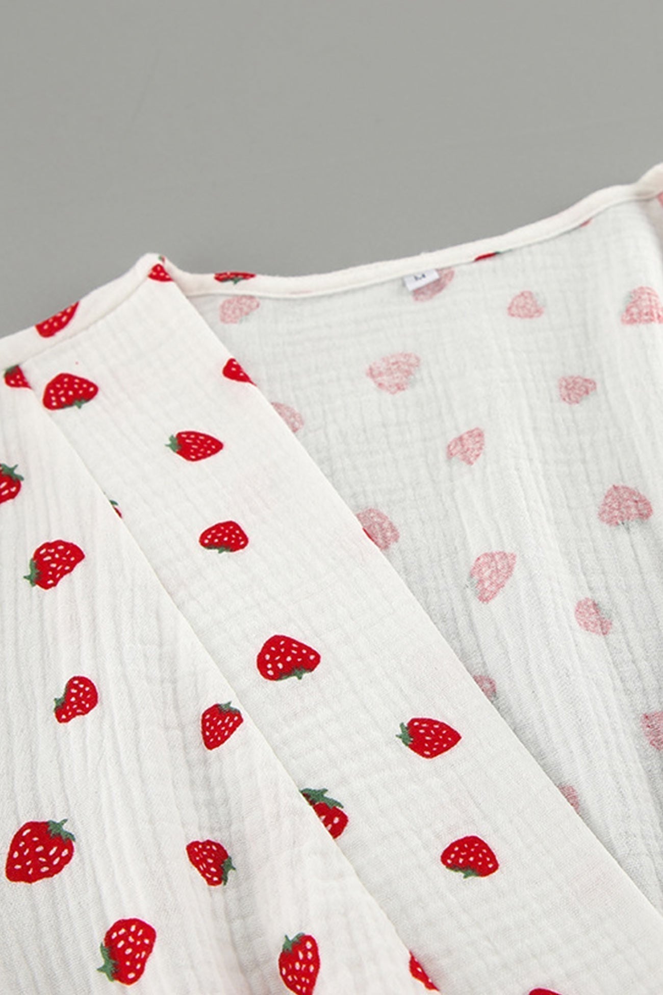 Strawberry Print V-Neck Balloon Sleeve Tiered Ruffle Mini Dress