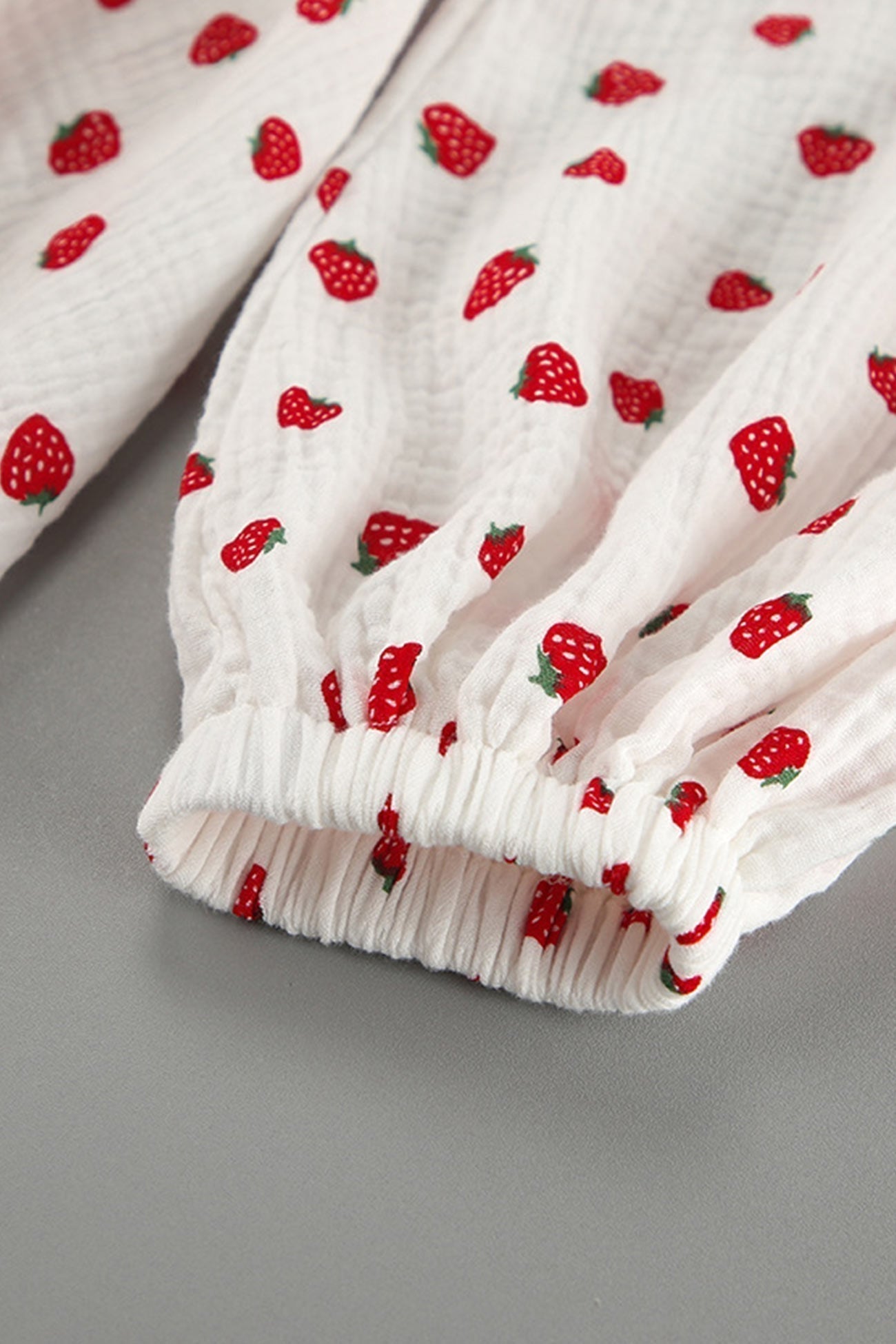 Strawberry Print V-Neck Balloon Sleeve Tiered Ruffle Mini Dress
