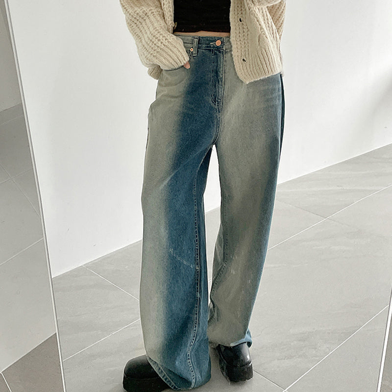 Julia Fashion - Streetwear Washed Gradient Blue Jeans