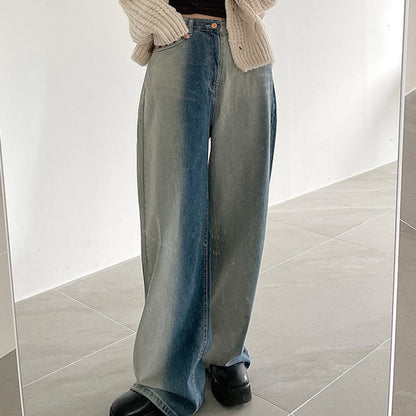 Julia Fashion - Streetwear Washed Gradient Blue Jeans