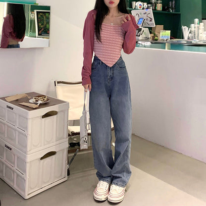 Julia Fashion - Streetwear Y2K High Waist Straight Denim Jeans