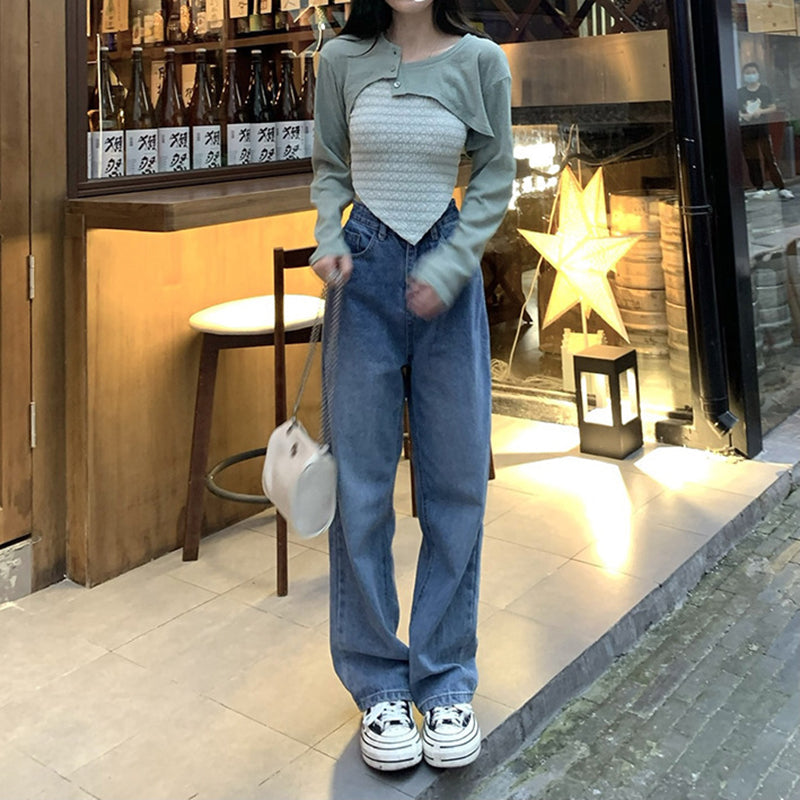 Julia Fashion - Streetwear Y2K High Waist Straight Denim Jeans