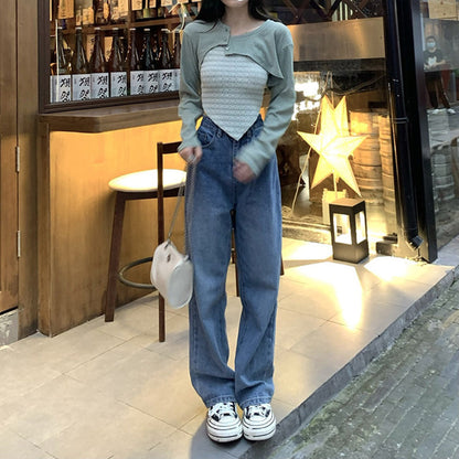 Julia Fashion - Streetwear Y2K High Waist Straight Denim Jeans