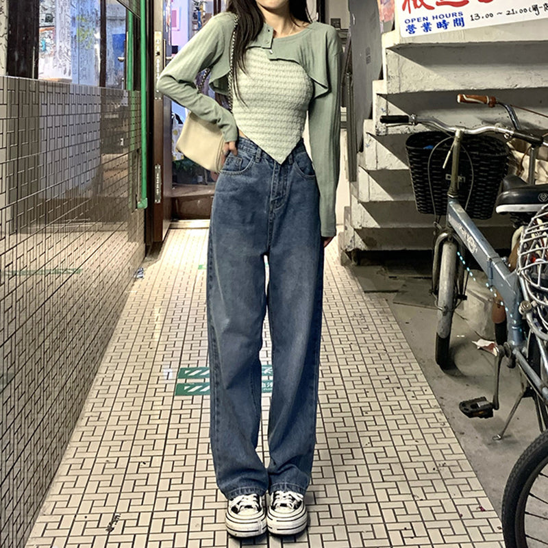 Julia Fashion - Streetwear Y2K High Waist Straight Denim Jeans