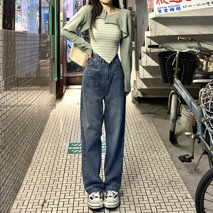 Julia Fashion - Streetwear Y2K High Waist Straight Denim Jeans