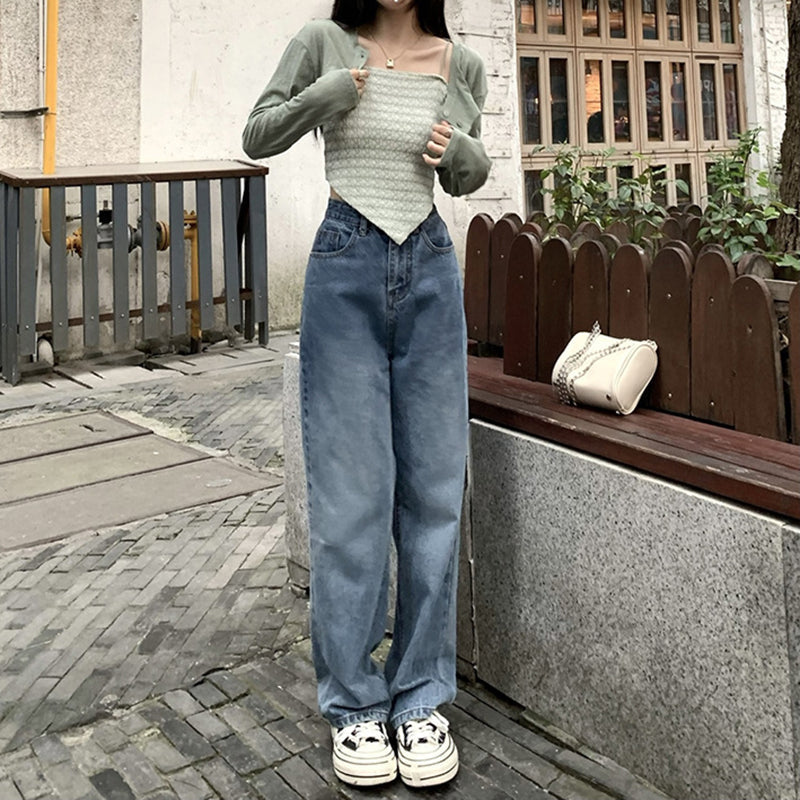 Julia Fashion - Streetwear Y2K High Waist Straight Denim Jeans