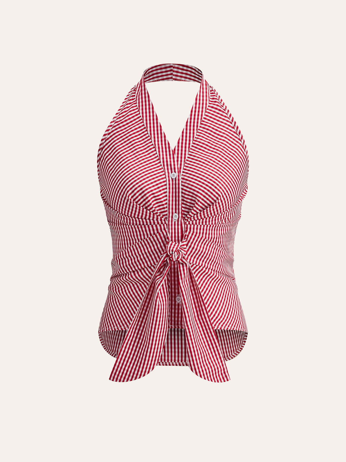 Striped Halter Top for Women – Summer V-Neck Sleeveless Blouse in Breathable Polyester
