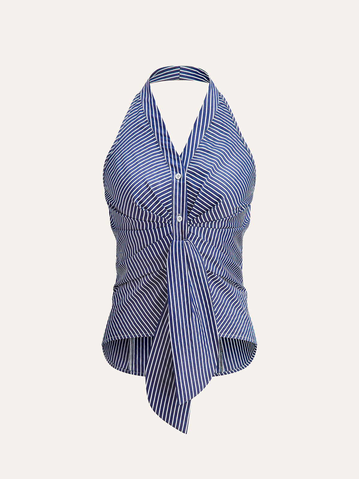 Striped Halter Top for Women – Summer V-Neck Sleeveless Blouse in Breathable Polyester