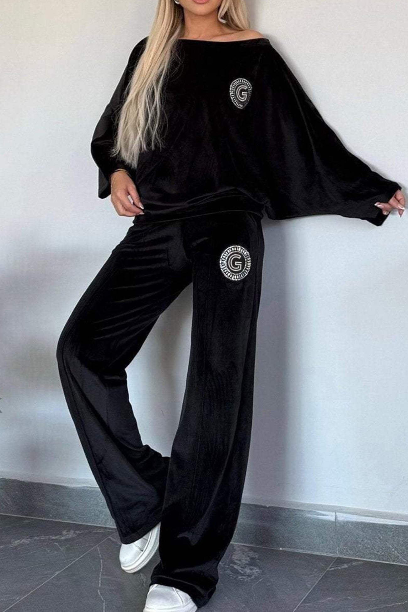 Suede Bat Sleeve Two-piece Outfit