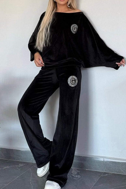 Suede Bat Sleeve Two-piece Outfit