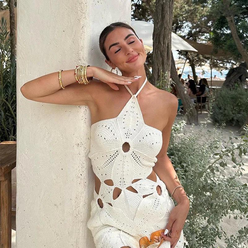 Summer Crochet Set – Halter Top and Mini Skirt for Boho Chic Style