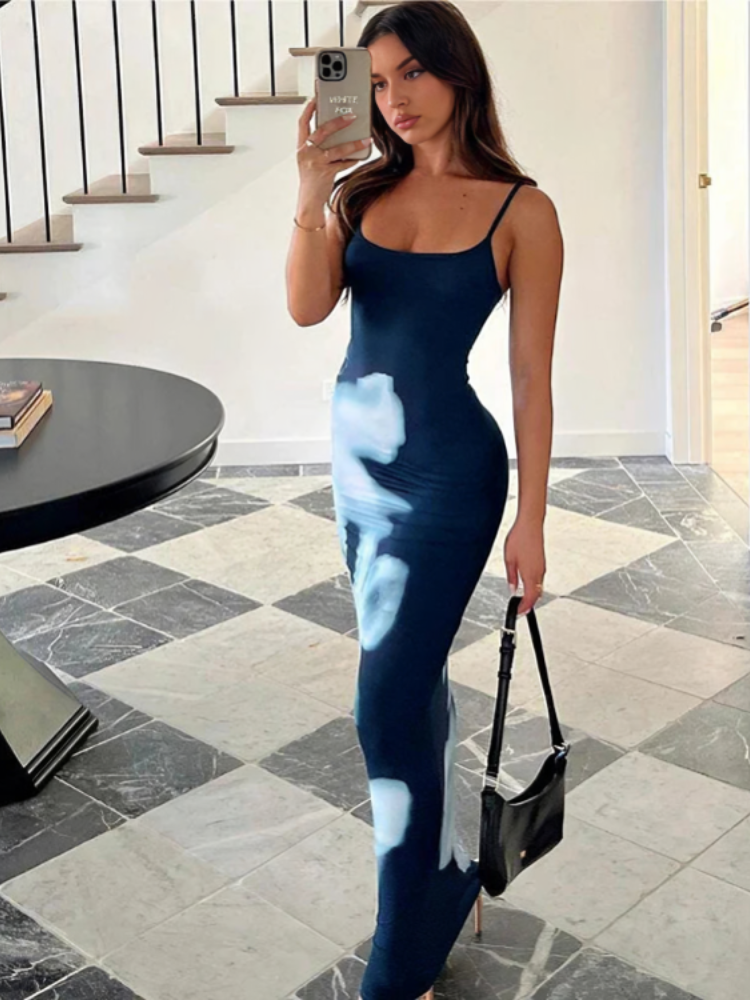 | Abstract Bloom Bodycon Maxi Dress