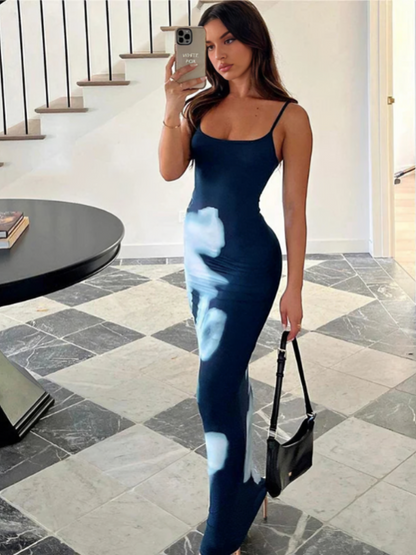 | Abstract Bloom Bodycon Maxi Dress