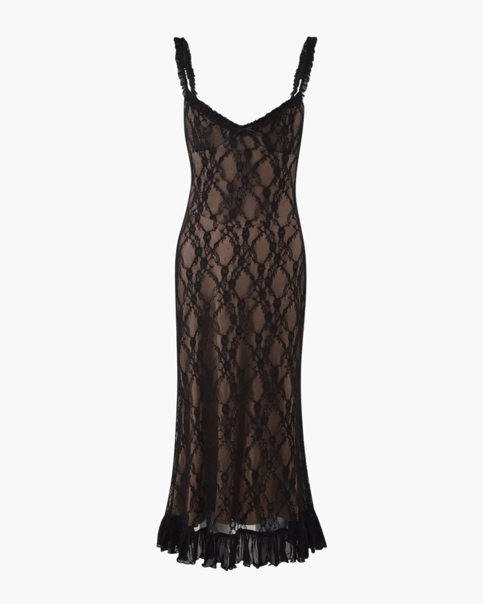 | Sweetheart Neckline Lace Midi Dress