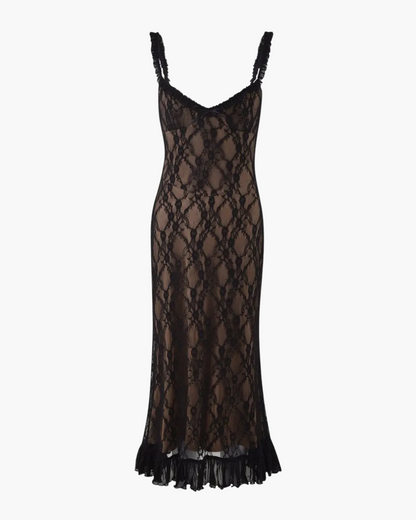 | Sweetheart Neckline Lace Midi Dress