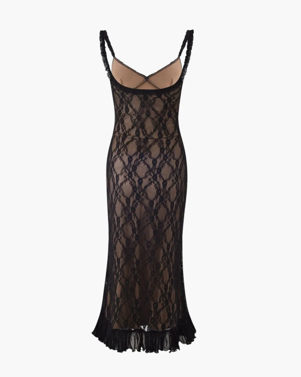 | Sweetheart Neckline Lace Midi Dress